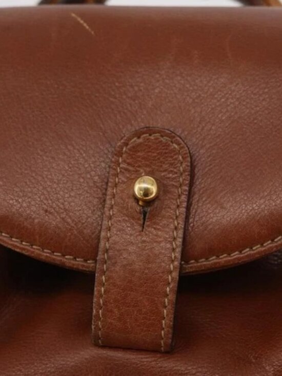 GUCCI Bamboo Mini Backpack Leather Outlet Brown Gold 003 1705 0030 Auth am11663A